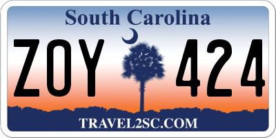 SC license plate ZOY424