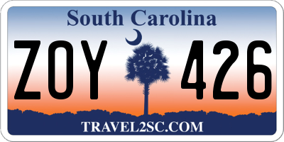 SC license plate ZOY426
