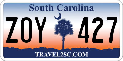SC license plate ZOY427