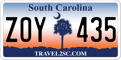 SC license plate ZOY435