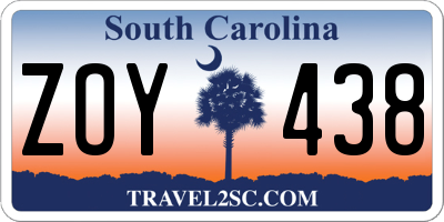 SC license plate ZOY438