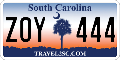 SC license plate ZOY444