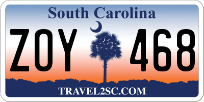 SC license plate ZOY468