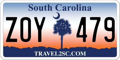 SC license plate ZOY479