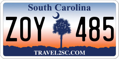 SC license plate ZOY485
