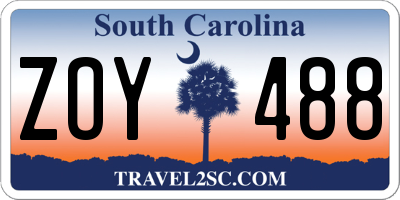 SC license plate ZOY488
