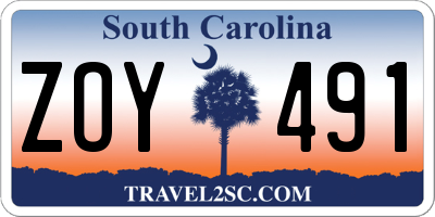 SC license plate ZOY491