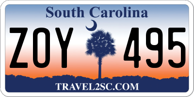 SC license plate ZOY495