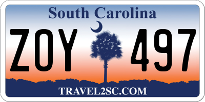 SC license plate ZOY497