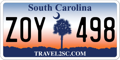 SC license plate ZOY498