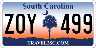 SC license plate ZOY499
