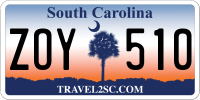 SC license plate ZOY510