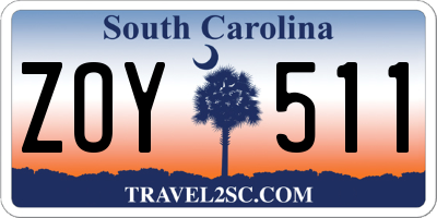 SC license plate ZOY511