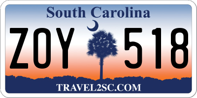 SC license plate ZOY518
