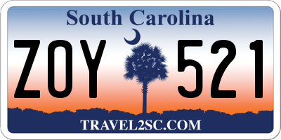 SC license plate ZOY521