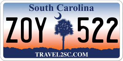 SC license plate ZOY522