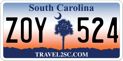 SC license plate ZOY524