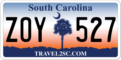 SC license plate ZOY527