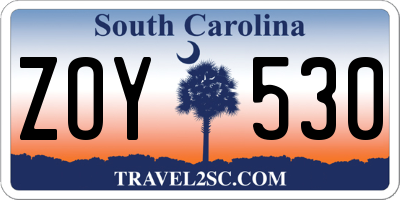 SC license plate ZOY530
