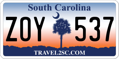 SC license plate ZOY537