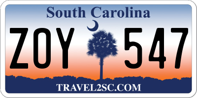 SC license plate ZOY547