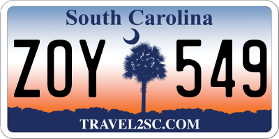 SC license plate ZOY549