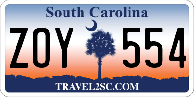 SC license plate ZOY554