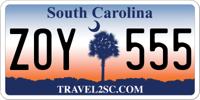 SC license plate ZOY555