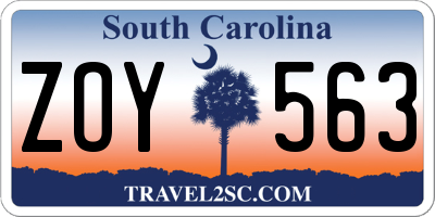 SC license plate ZOY563
