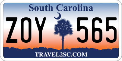 SC license plate ZOY565