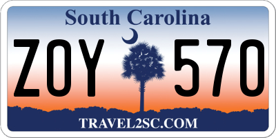 SC license plate ZOY570