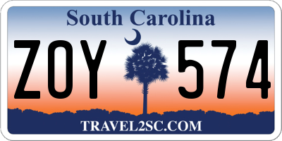 SC license plate ZOY574