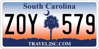 SC license plate ZOY579