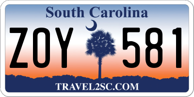 SC license plate ZOY581