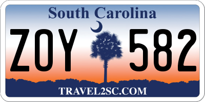 SC license plate ZOY582