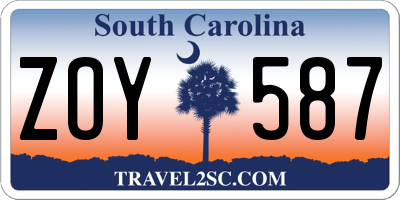 SC license plate ZOY587