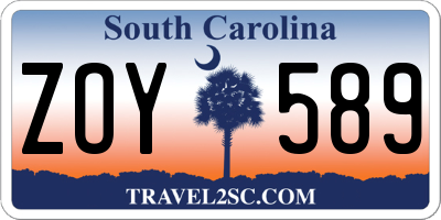 SC license plate ZOY589