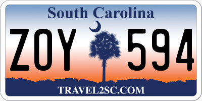 SC license plate ZOY594
