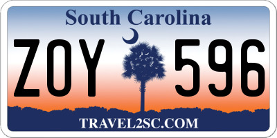 SC license plate ZOY596