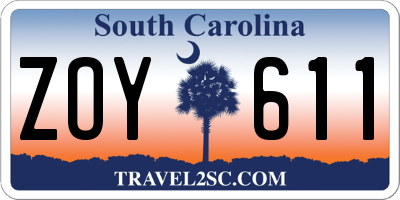 SC license plate ZOY611