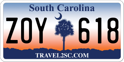 SC license plate ZOY618