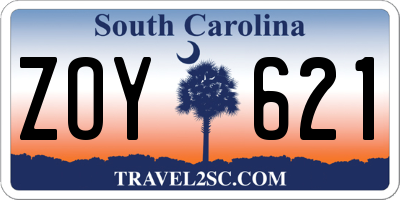 SC license plate ZOY621