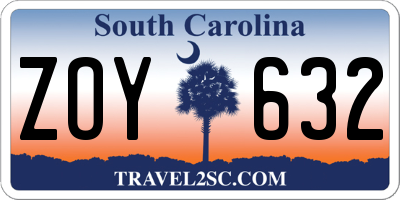 SC license plate ZOY632