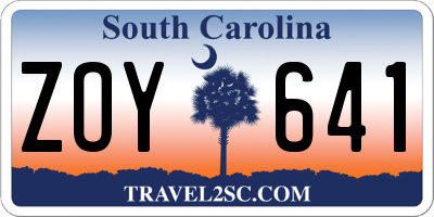 SC license plate ZOY641