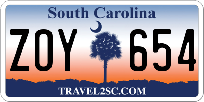 SC license plate ZOY654