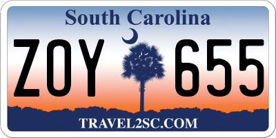 SC license plate ZOY655