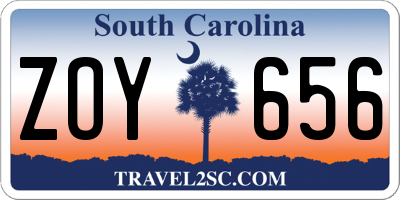 SC license plate ZOY656