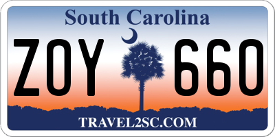 SC license plate ZOY660