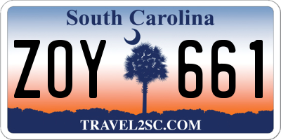 SC license plate ZOY661