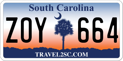 SC license plate ZOY664